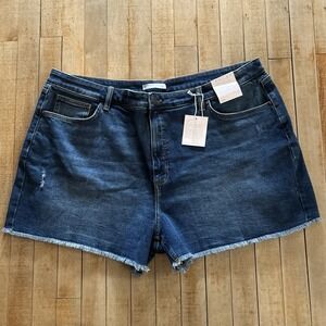 NWT LC Lauren Conrad Women's 22W‎ Super High Rise Cutoff Shorts Stretch Denim